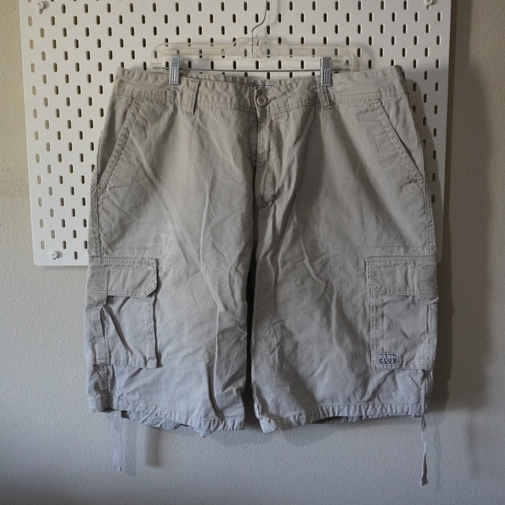 Pro Club Cargo Shorts Tan Size 42 Relaxed Fit‎ Utility Pockets Drawstrings Hems